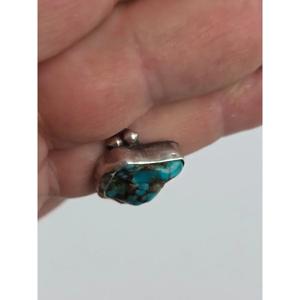 Vintage Navajo Odd Shaped Turquoise Nugget ring size 10.5 handmade unsigned